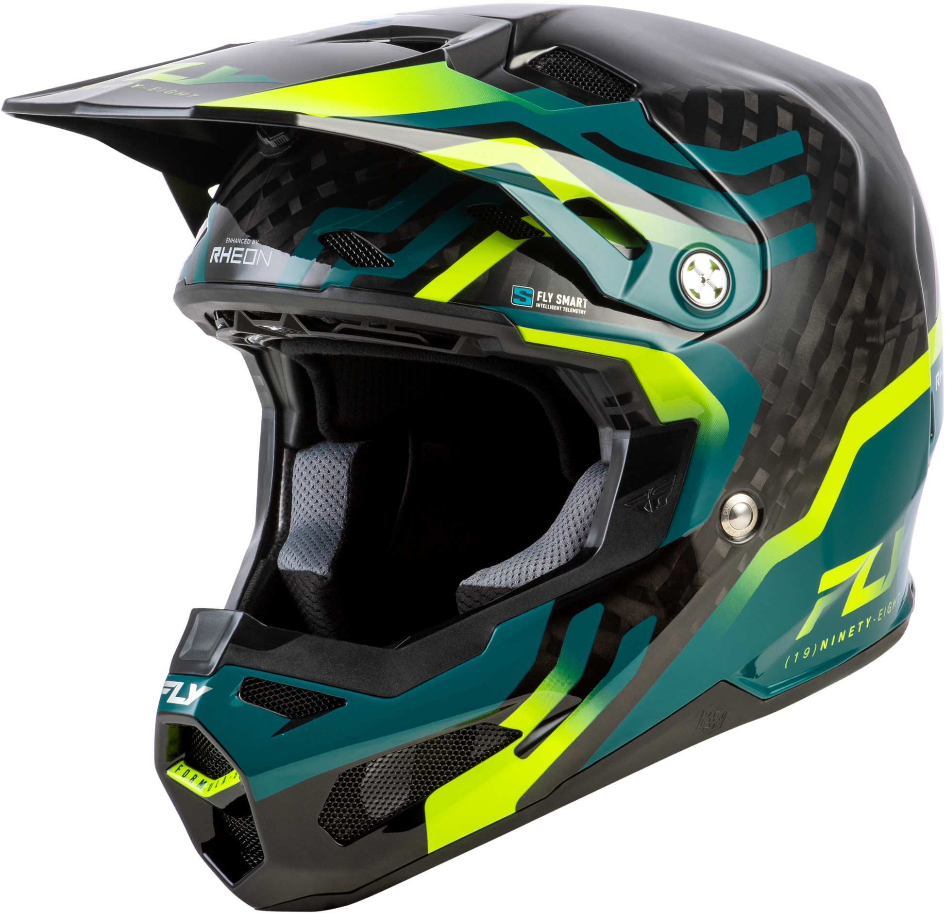 Formula S Carbon Byte Helmet Black Carbon/Teal/Lime Sm