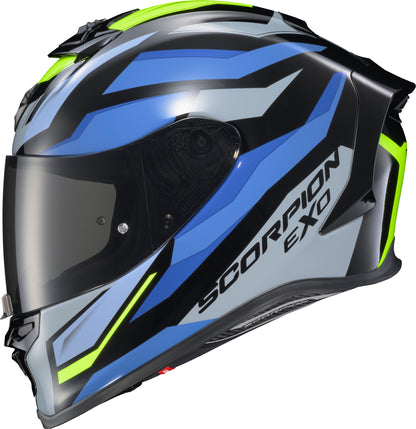 Exo R1 Air Full Face Helmet Raven Black/Blue/Hi Viz Lg