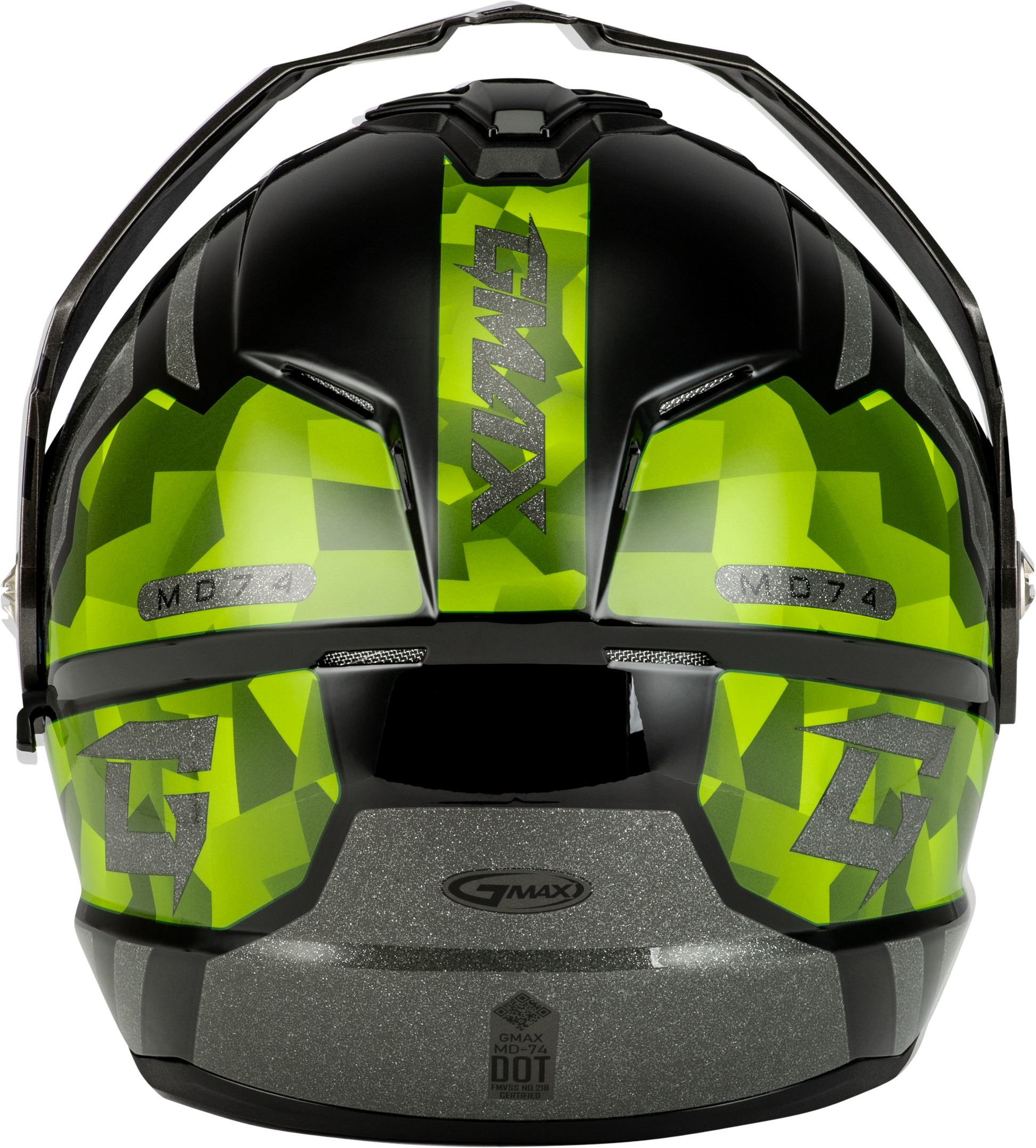 Md 74 Striker Modular Helmet W Gld Shld Blk/Slvr/Grn Mtlc Lg
