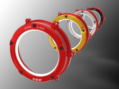 DBK Special Parts (Ducabike) EVO LED Dual Color Clear Wet Clutch Cover for the Ducati Panigale / Streetfighter / Multistrada / Diavel V4