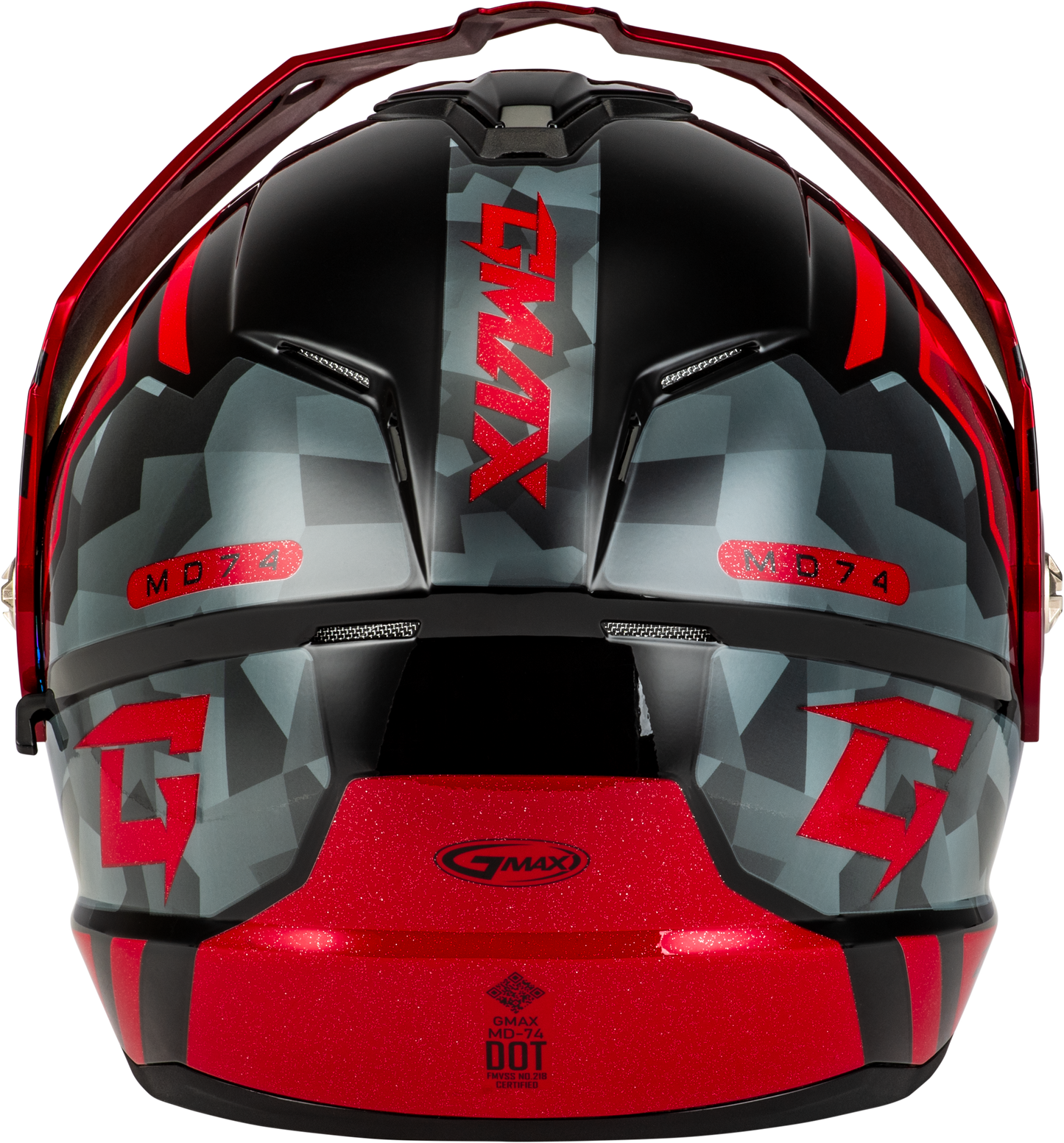 Md 74 Striker Modular Helmet W Red Shield Blk/Gry/Rd Mtlc 3x