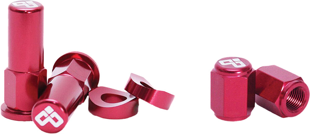 Rim Lock Nut & Valve Cap Kit Red