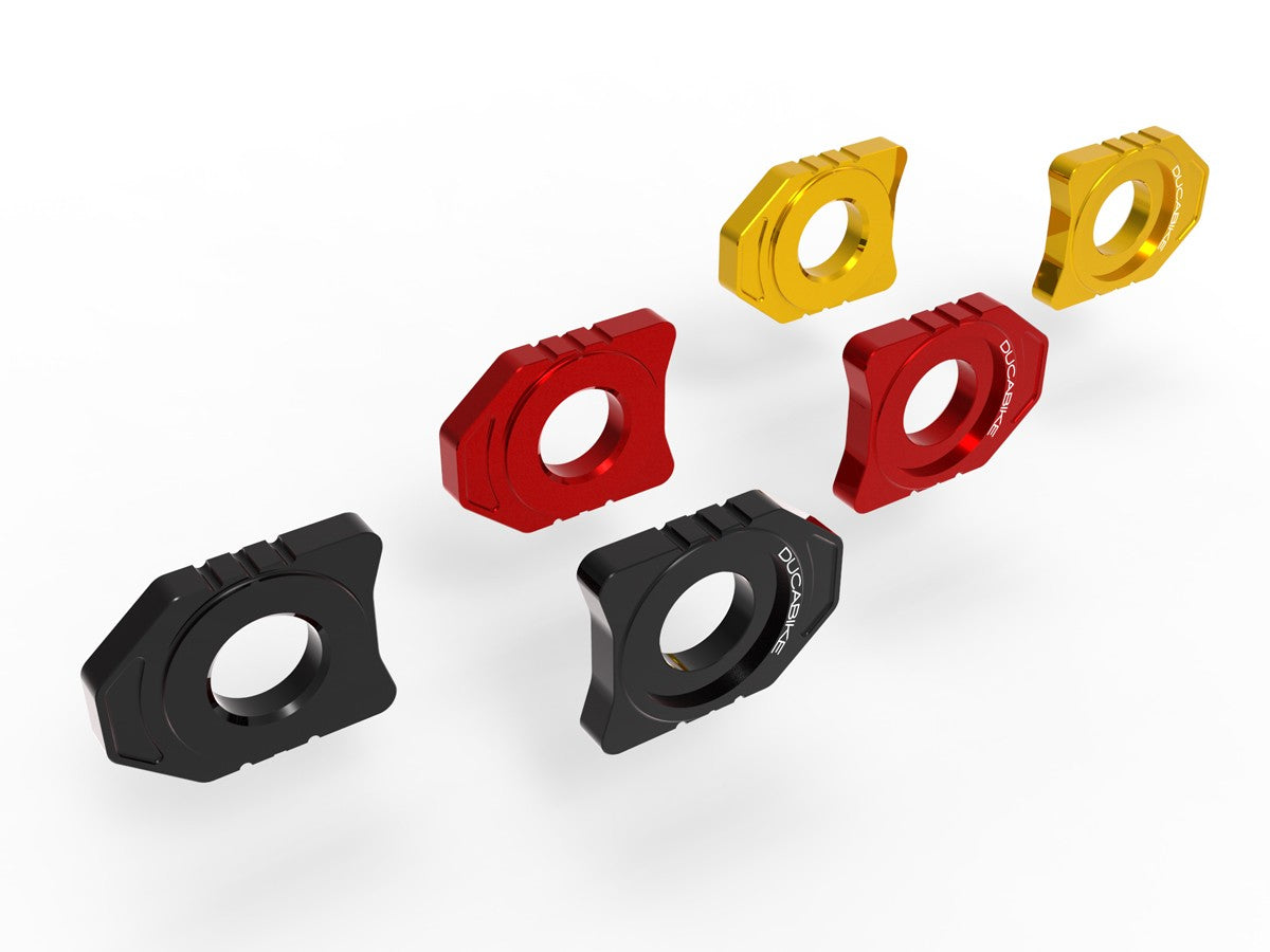 DBK Special Parts (Ducabike) Billet Chain Adjusters for the Ducati Monster 937, Hypermotard 698 Mono, and 2025+ V2 models