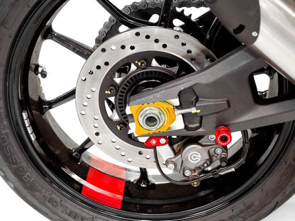 DBK Special Parts (Ducabike) Billet Chain Adjusters for the Ducati Monster 937, Hypermotard 698 Mono, and 2025+ V2 models