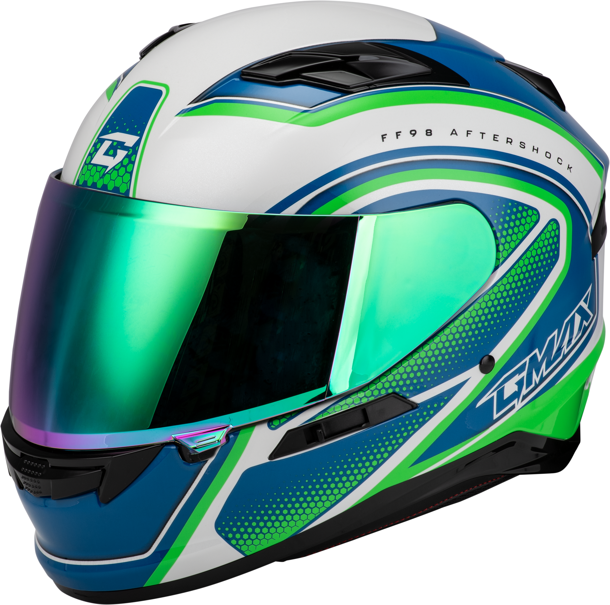 Ff 98 Aftershock Helmet White/Neon Green Md