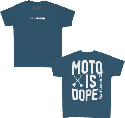Moto Is Dope Youth Tee Lagoon Blue Ys
