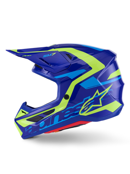 Sm7 Deed Helmet Blue/Ylw Fluo Glossy Xl