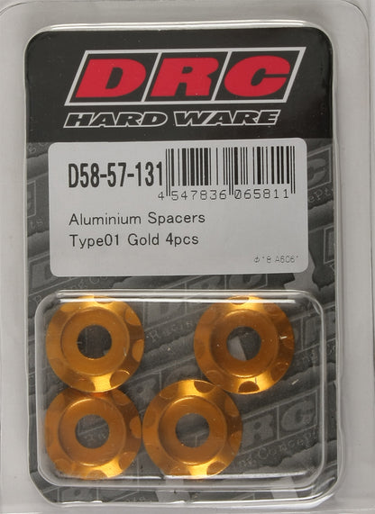 Aluminum Spacers Type 1 Gold M6x12mm 4/Pk