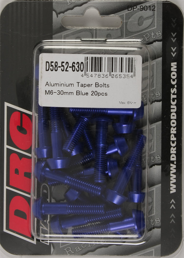 Aluminum Taper Bolts Blue M6x30mm 20/Pk