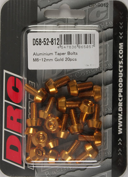 Aluminum Taper Bolts Gold M6x12mm 20/Pk