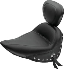 Mustang 84-06 Harley Standard Rear Tire Standard Touring Solo Seat w/Driver Backrest Studs - Black