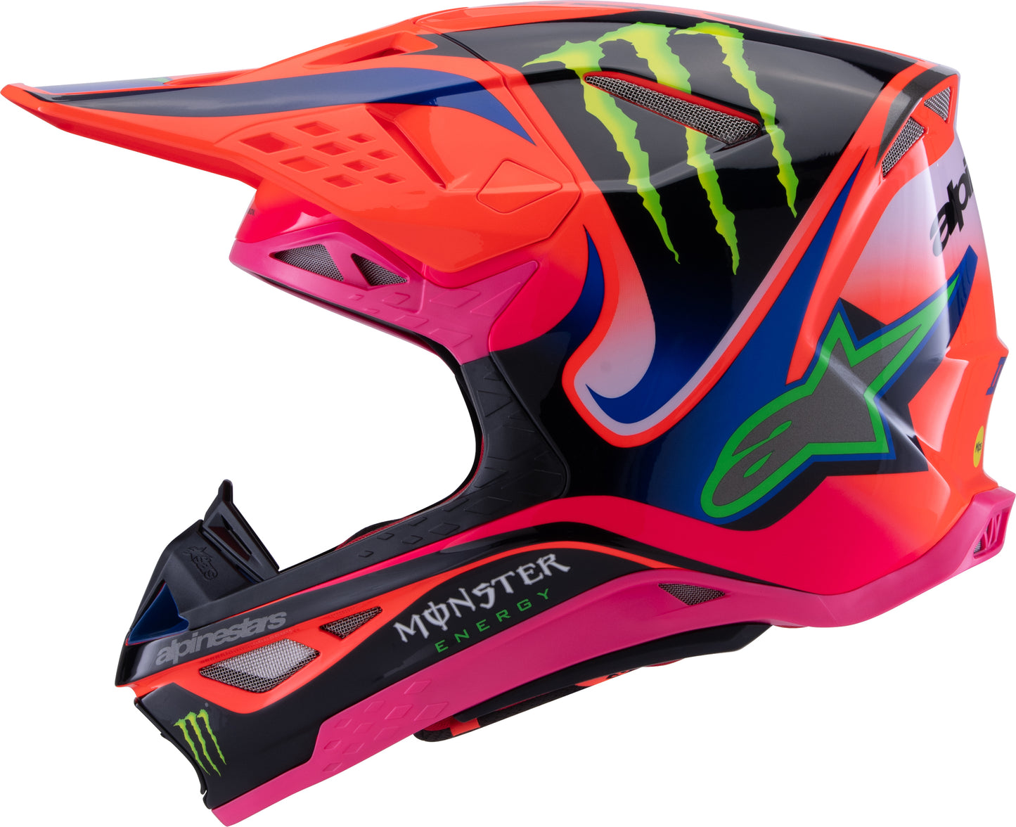 S M10 Deegan Helmet Orng Flo/Prpl/Pnk Fluo Lg