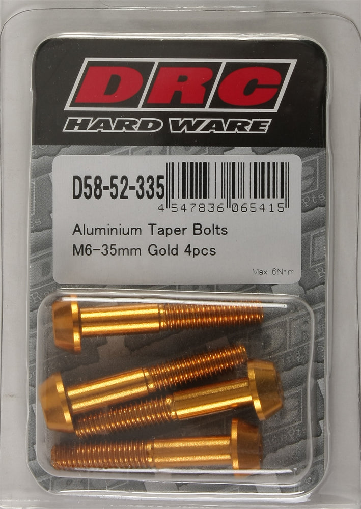 Aluminum Taper Bolts Gold M6x35mm 4/Pk