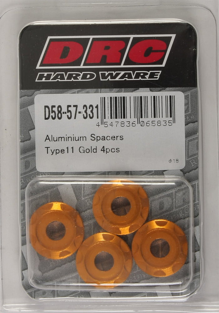 Aluminum Spacers Type 11 Gold M6x12mm 4/Pk