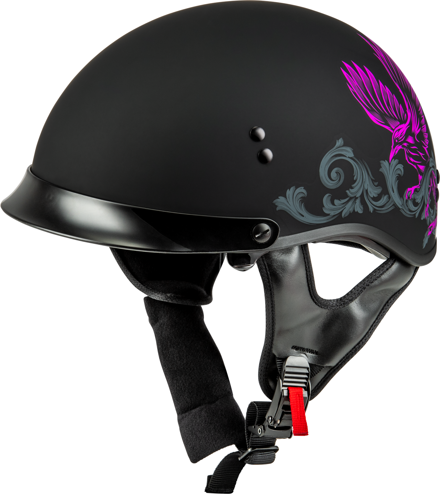 Hh 65 Corvus Helmet W/Peak Matte Black/Purple/Grey Sm
