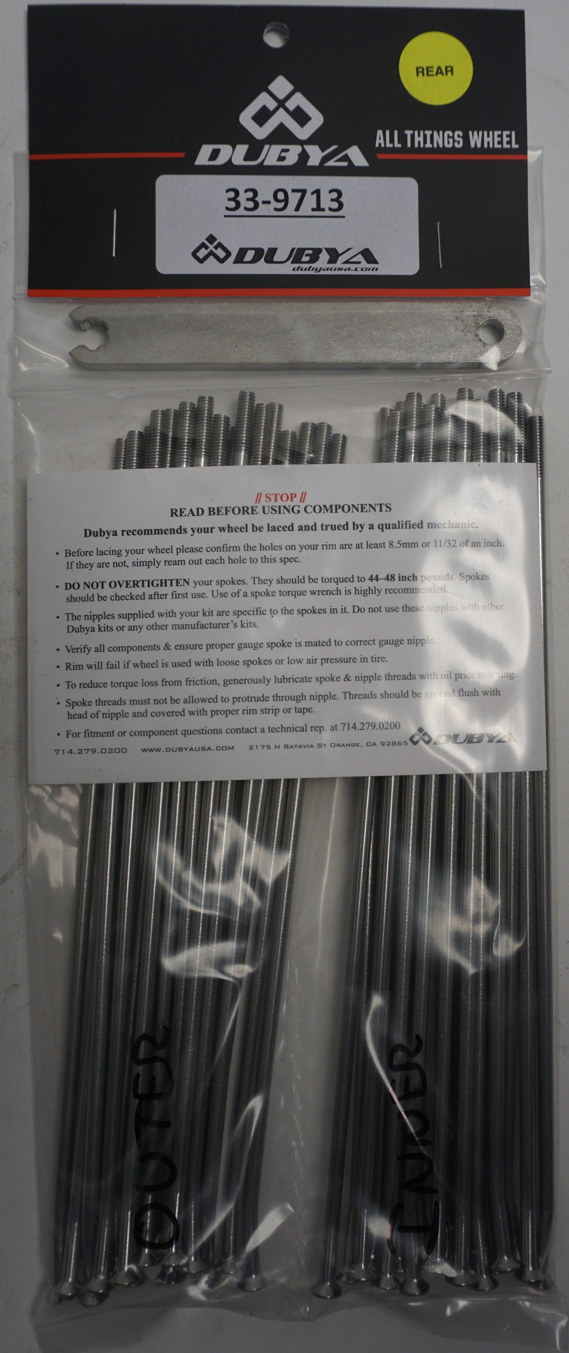 Rear Spoke Kit 19"