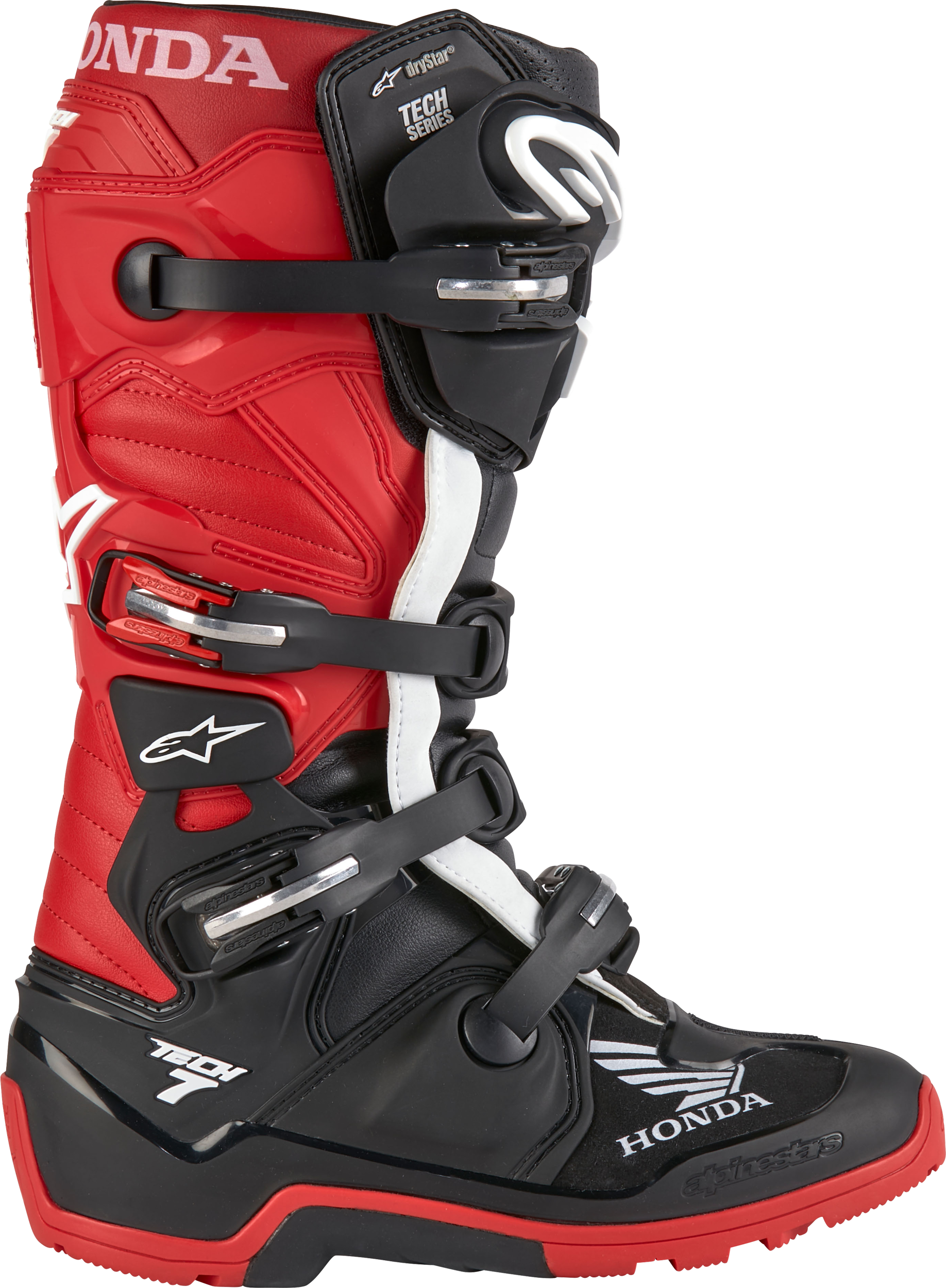 Honda Tech 7 Enduro Drystar Black/Bright Red Sz 8