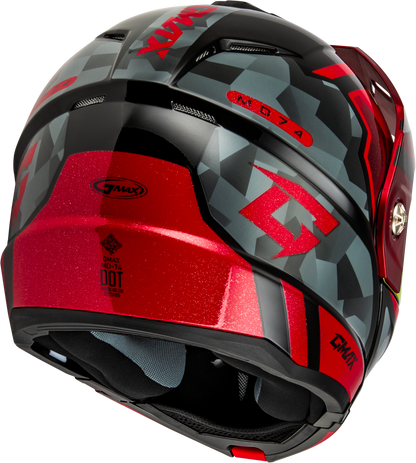 Md 74 Striker Modular Helmet W Red Shield Blk/Gry/Rd Mtlc Xs
