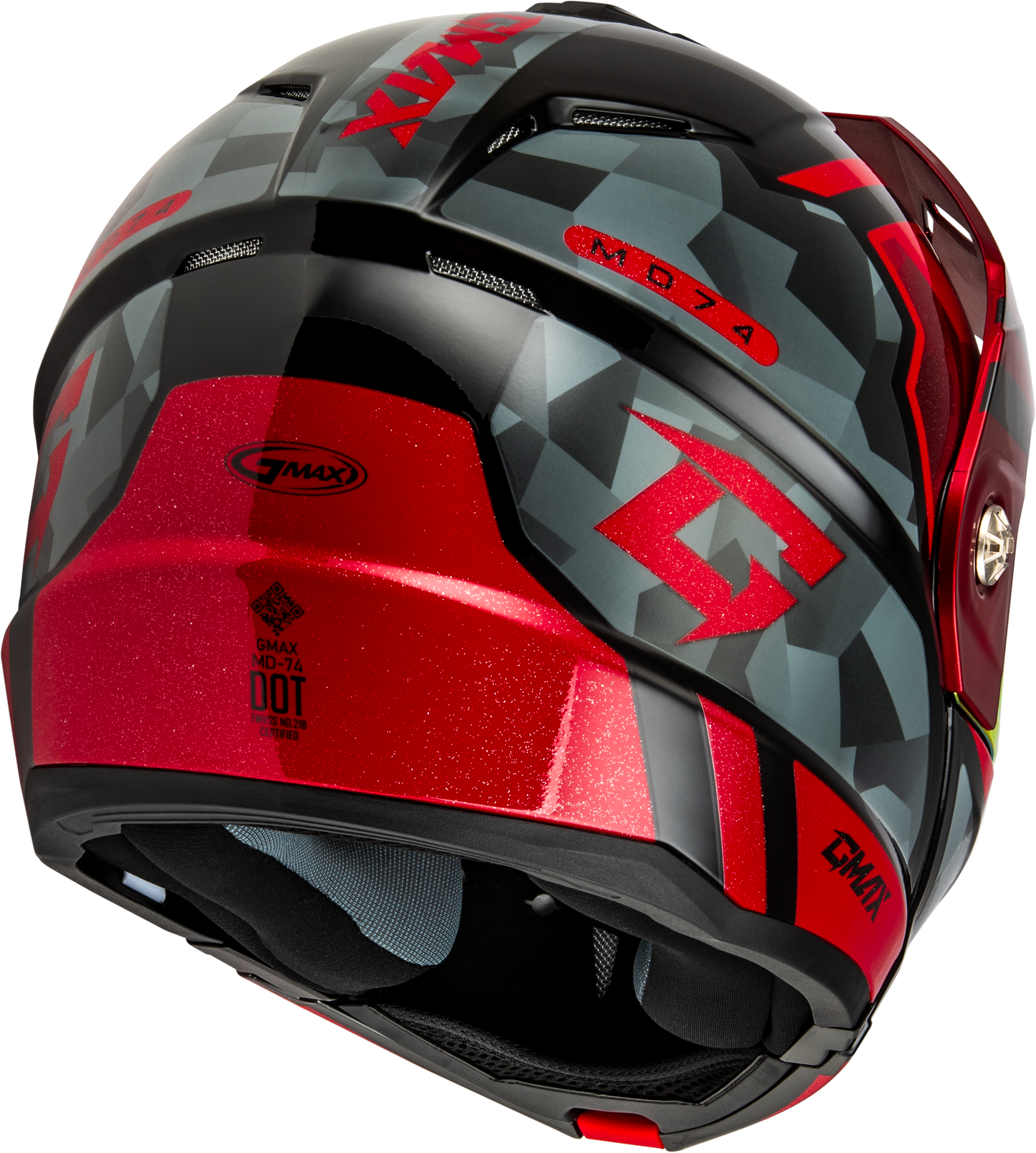 Md 74 Striker Modular Helmet W Red Shield Blk/Gry/Rd Mtlc 2x