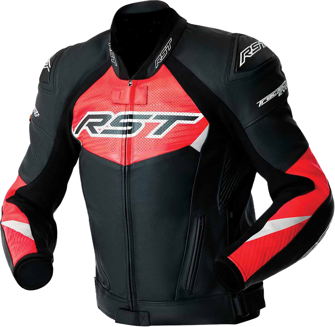 Tractech Evo D3o Jacket Blk/Flo Red Leather 3x