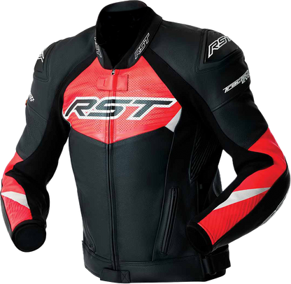 Tractech Evo D3o Jacket Blk/Flo Red Leather Xl
