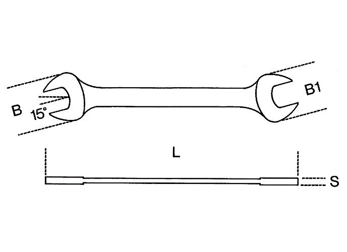 Beta Tools Model 55  12x13mm-Double Open End Wrenches Bright
