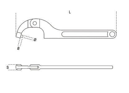 Beta Tools Model 99  St35-50mm-Hook Wrenches with Round Noses