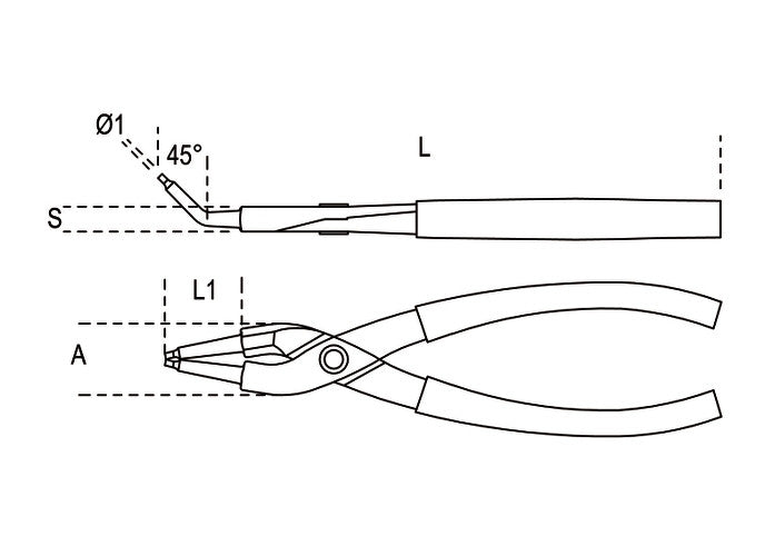 Beta Tools Model 1033  180mm-Internal Circlip Pliers 45Â°