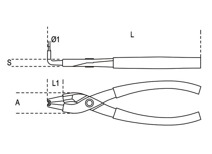 Beta Tools Model 1034  210mm-Internal Circlip Pliers 90Â°