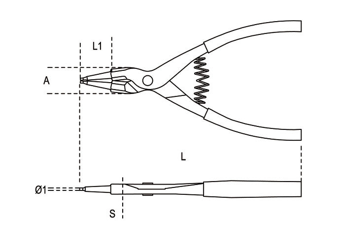 Beta Tools Model 1036  140X09mm-External Circlip Pliers