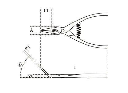 Beta Tools Model 1037  140X09mm-External Circlip Pliers 45Â°