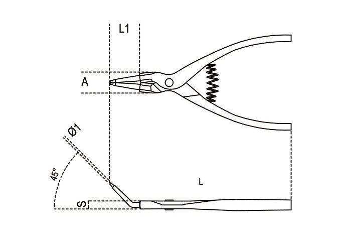 Beta Tools Model 1037  225mm-External Circlip Pliers 45Â°