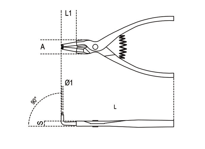 Beta Tools Model 1038  175mm-External Circlip Pliers 90Â°