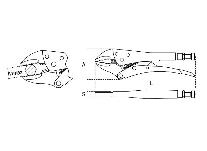 Beta Tools Model 1052  190mm-Self-Locking Pliers Concave Jaw