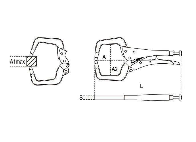 Beta Tools Model 1062  Al290mm-Pliers Aluminum C-Shaped Jaws
