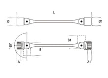 Beta Tools Model 80  24x27mm-Double Swivel End Socket Wrenches