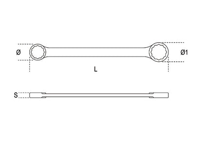 Beta Tools Model 95  27x29mm-Double Ended Flat Ring Wrenches
