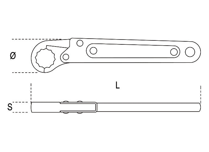 Beta Tools Model 120  10mm-Ratchet Opening Single Ended Wrenches