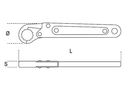 Beta Tools Model 120  10mm-Ratchet Opening Single Ended Wrenches