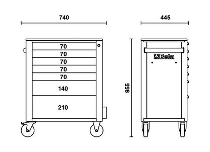 Beta Tools Model C24Sa  7/O-Roller Cab 7 Drawers  Anti-Tilt