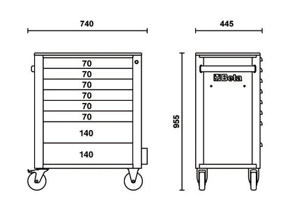 Beta Tools Model C24Sa  8/O-Roller Cab 8 Drawers  Anti-Tilt