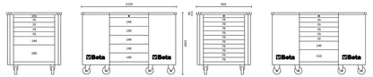 Beta Tools Model C31  R-Mobile Workstation 28 Drawers Red