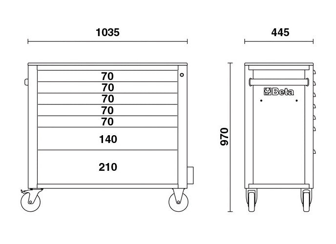 Beta Tools Model C24Sa  Xl 7/O-Roller Cab 7 Drawers  Long