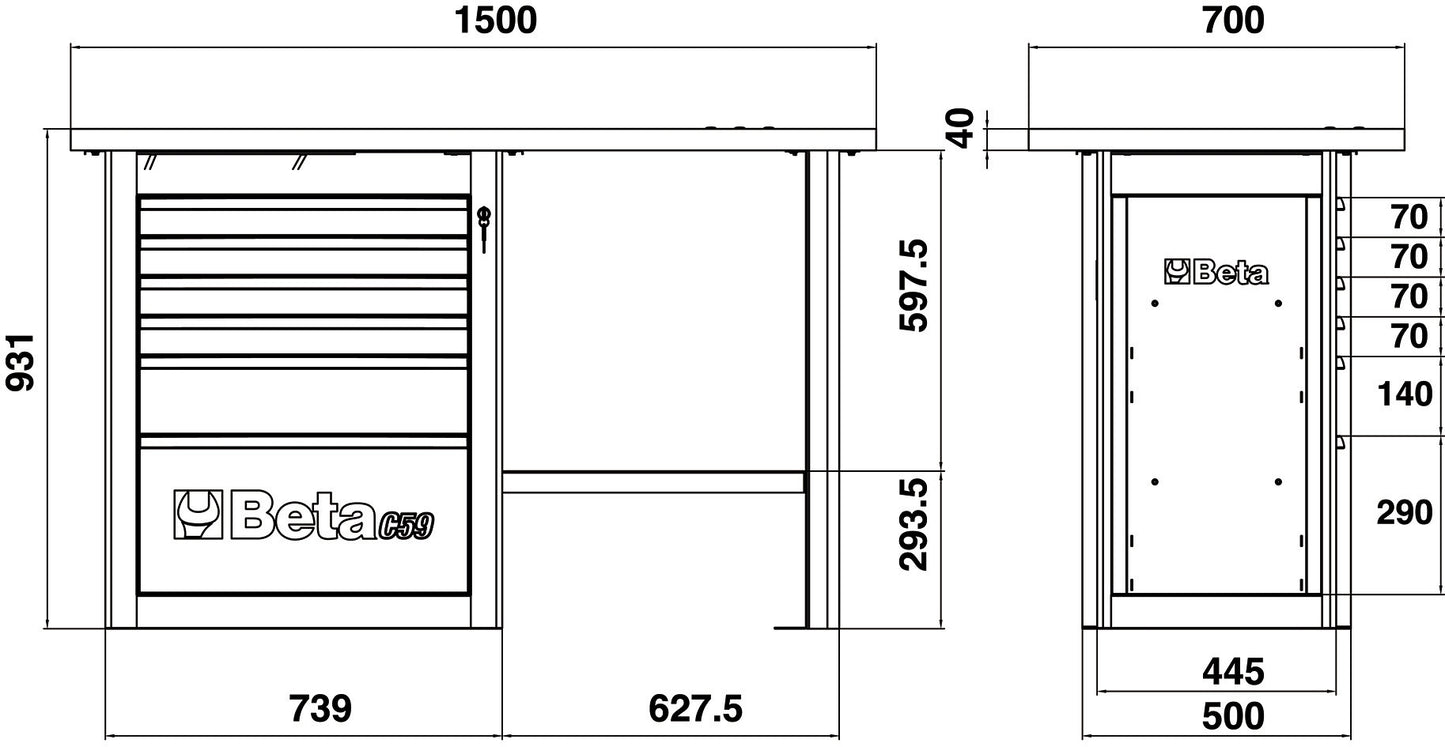 Beta Tools Model C59  C-R-Endurance Workbench 6 Drawers