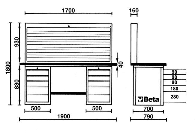 Beta Tools Model C57S  B/O-Mastercargo Workbench Orange