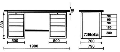 Beta Tools Model C57S  D/R-Mastercargo Workbench Red