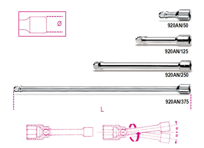 Beta Tools Model 920  An/50mm-1/2' Wobble Extension Bars