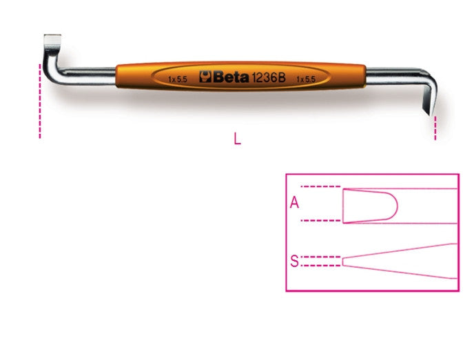 Beta Tools Model 1236  B0.8X4mm-offset Screwdrivers Slotted