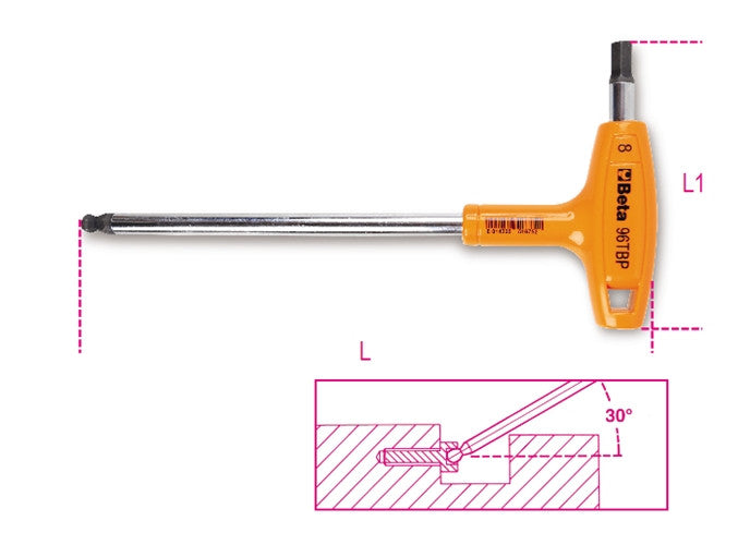 Beta Tools Model 96  T-Bp6mm-Ball Head offset Hexagon Key Wrenches