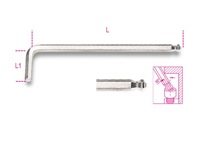 Beta Tools Model 96  Bpc5mm-Ball Head offset Hexagon Key Wrenches